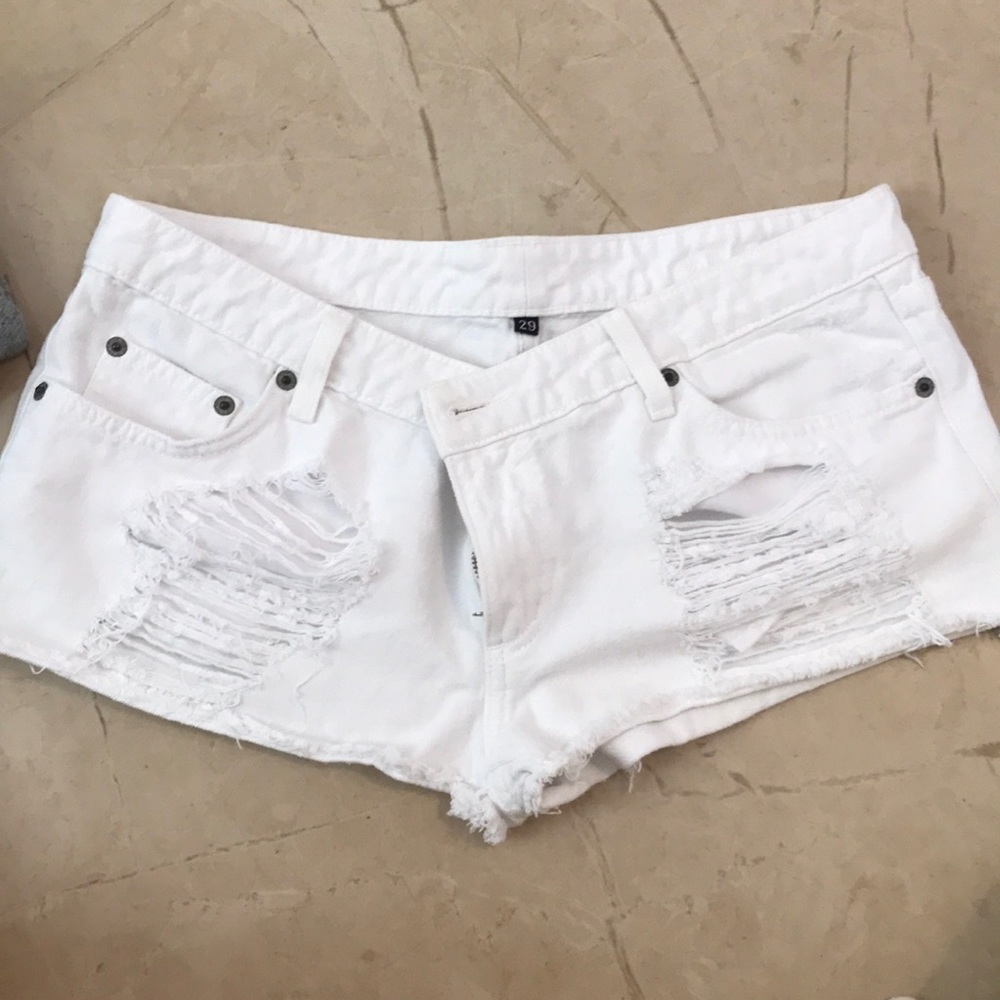 white cut off jean shorts